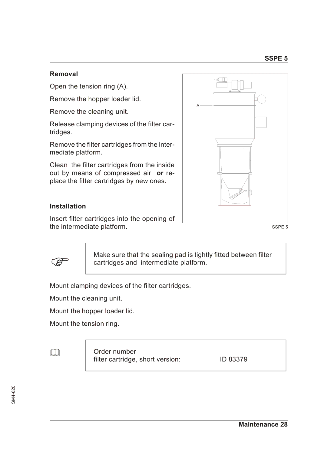 Sterling SSPE 5 manual Removal, Installation 