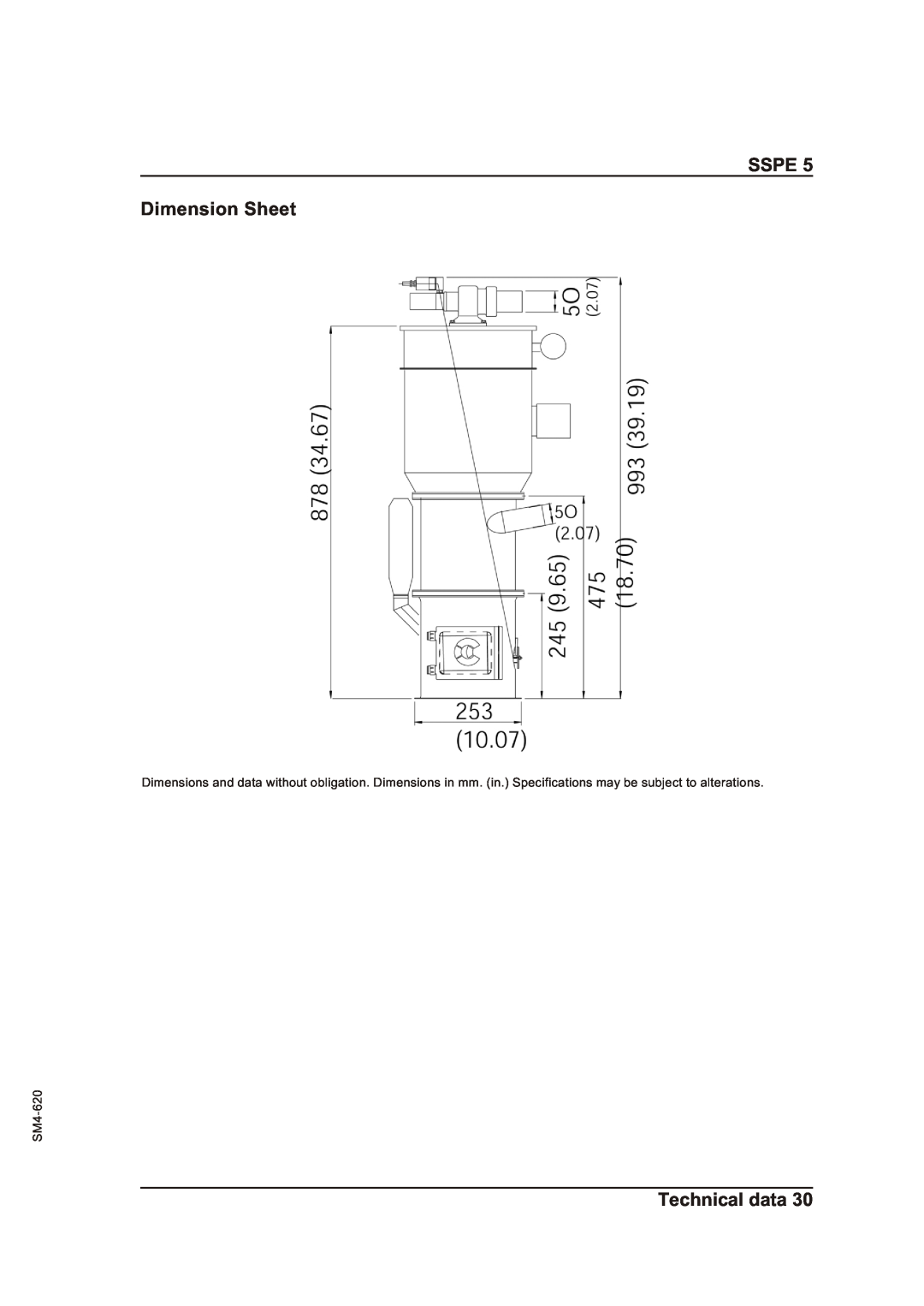Sterling SSPE 5 manual SSPE Dimension Sheet, Technical data, SM4-620 