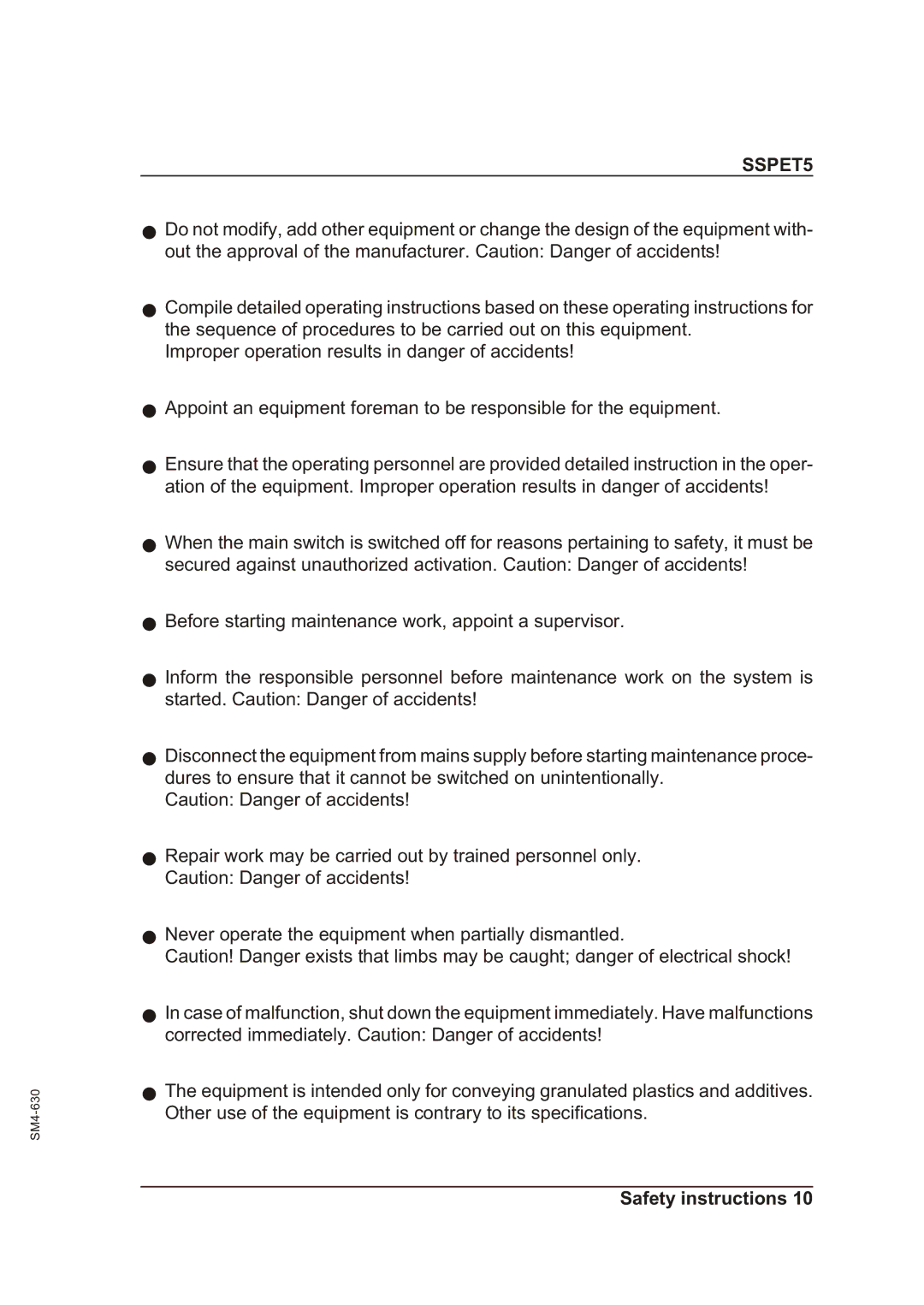 Sterling SSPET 5 operating instructions SSPET5 