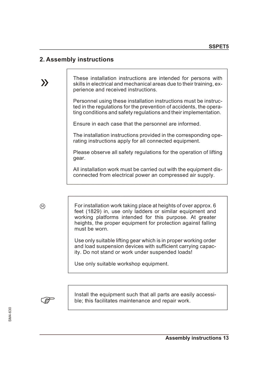 Sterling SSPET 5 operating instructions Assembly instructions 