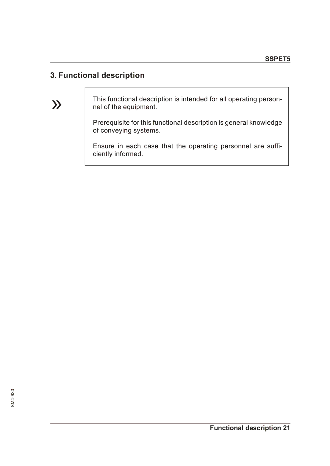 Sterling SSPET 5 operating instructions Functional description 