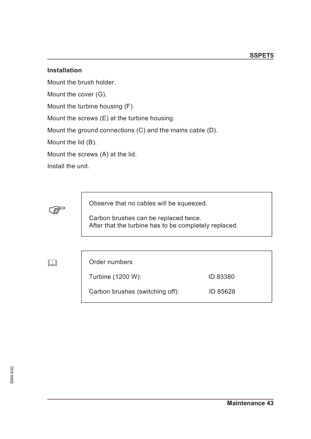 Sterling SSPET 5 operating instructions Installation 