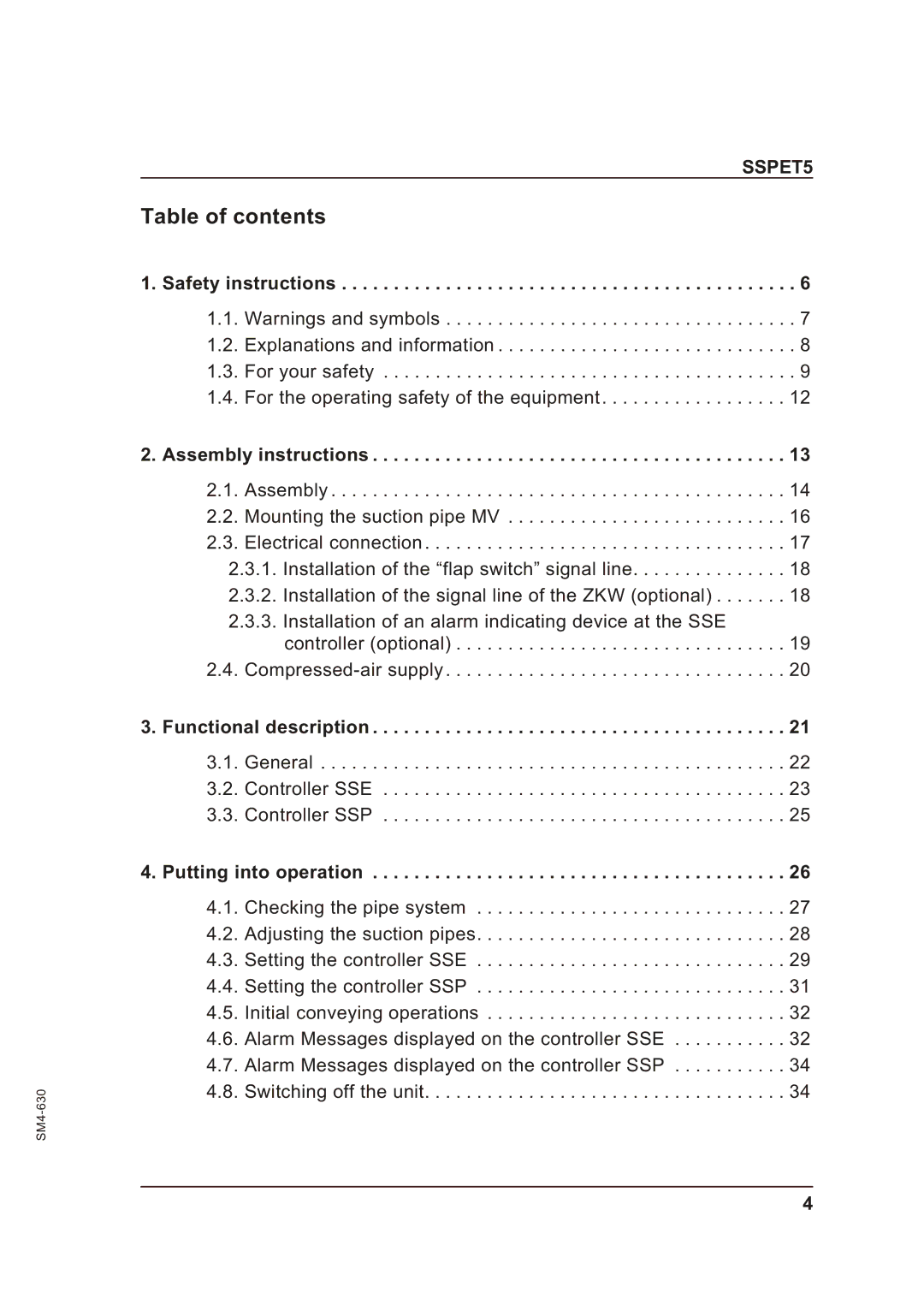 Sterling SSPET 5 operating instructions Table of contents 