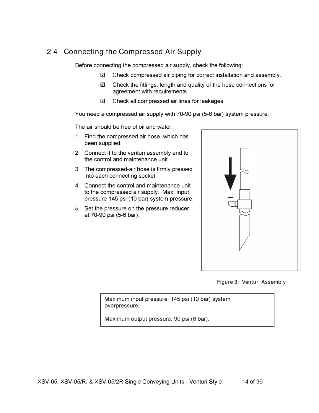 Sterling SSV-052R, SSV-05R operating instructions Connecting the Compressed Air Supply, Venturi Assembly 