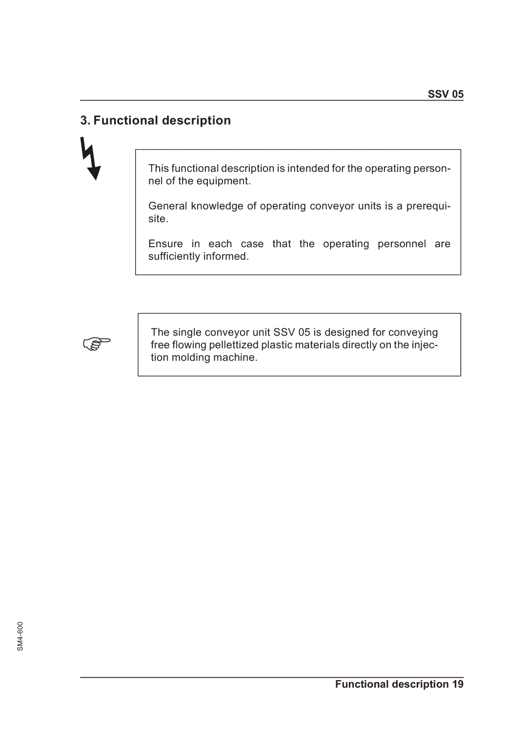 Sterling SSV 05 operating instructions Functional description, Ssv 