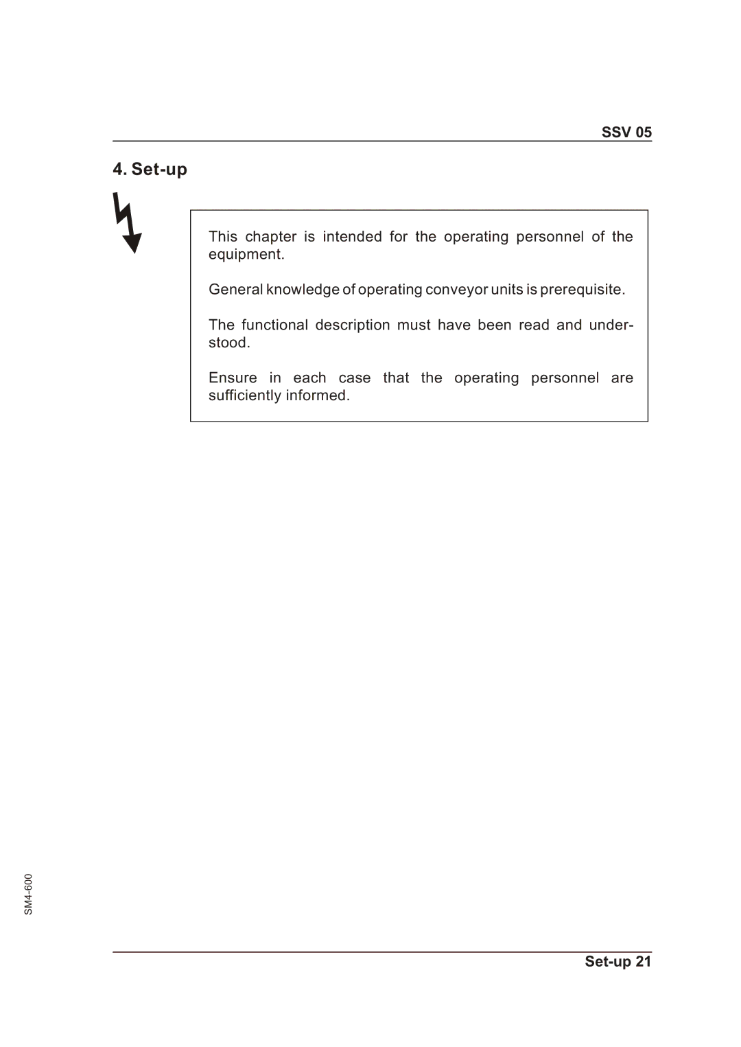 Sterling SSV 05 operating instructions Set-up 