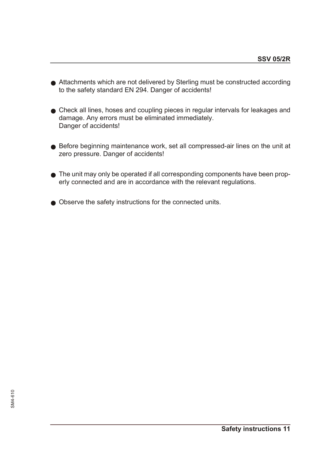 Sterling SSV 05/2R operating instructions 