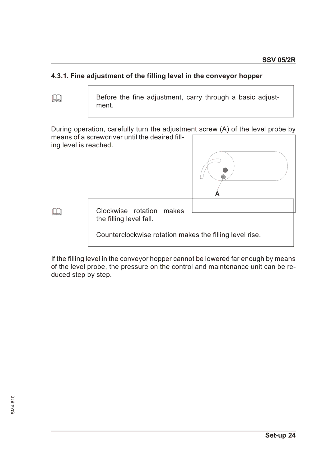 Sterling SSV 05/2R operating instructions Set-up 