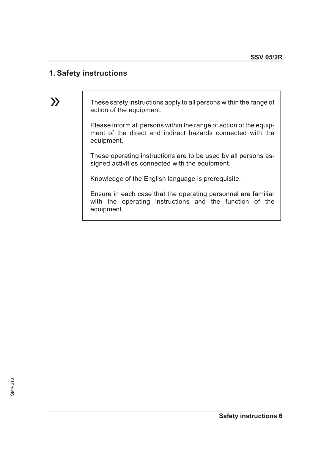 Sterling SSV 05/2R operating instructions Safety instructions 