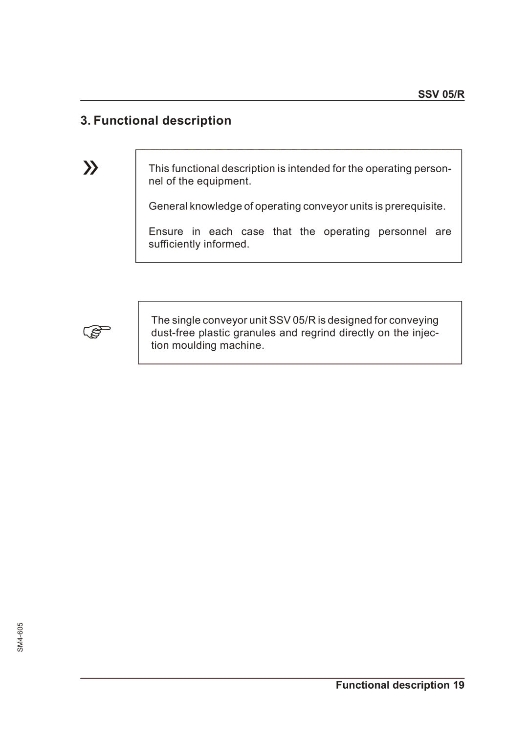 Sterling SSV 05/R operating instructions Functional description 