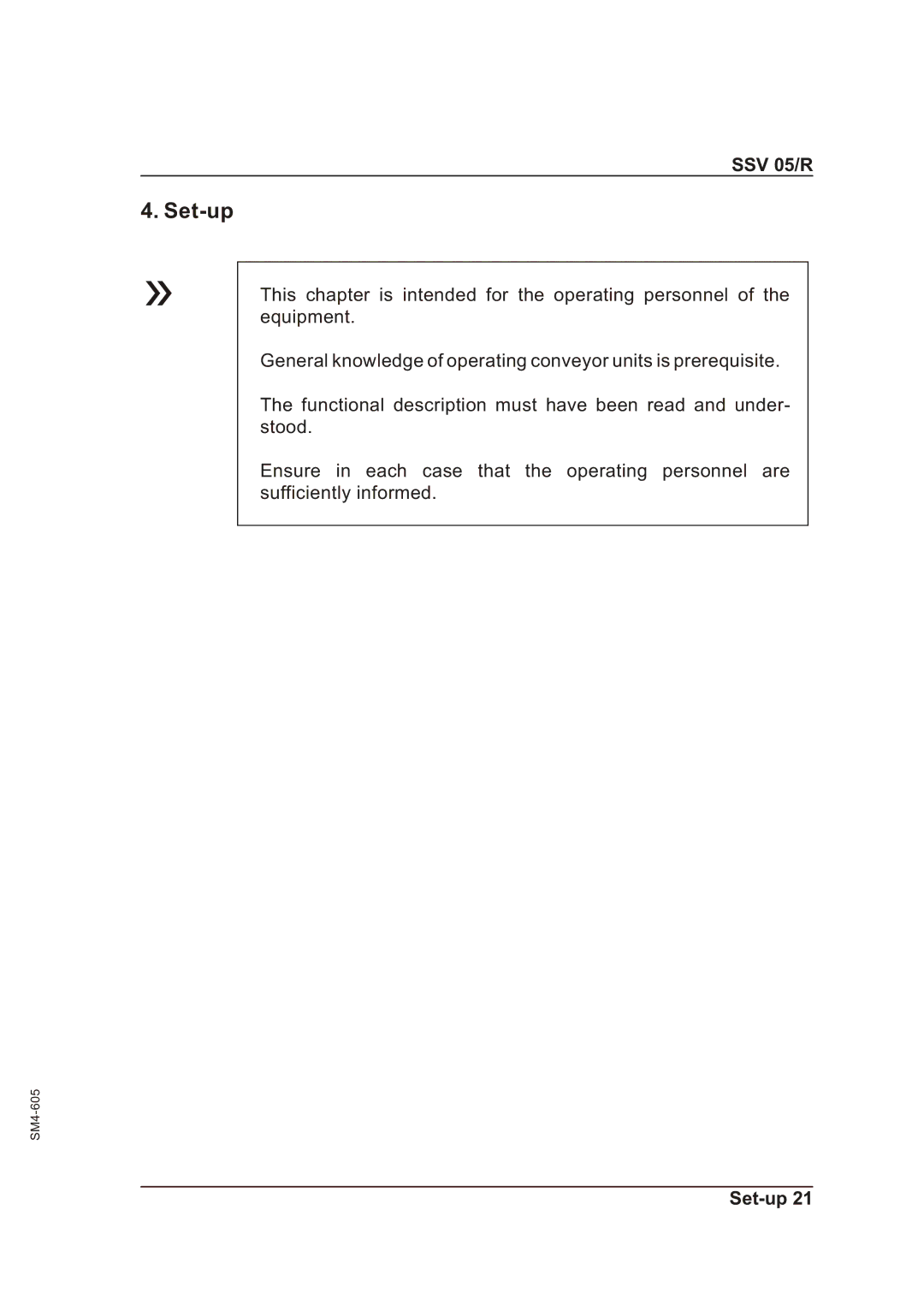 Sterling SSV 05/R operating instructions Set-up 