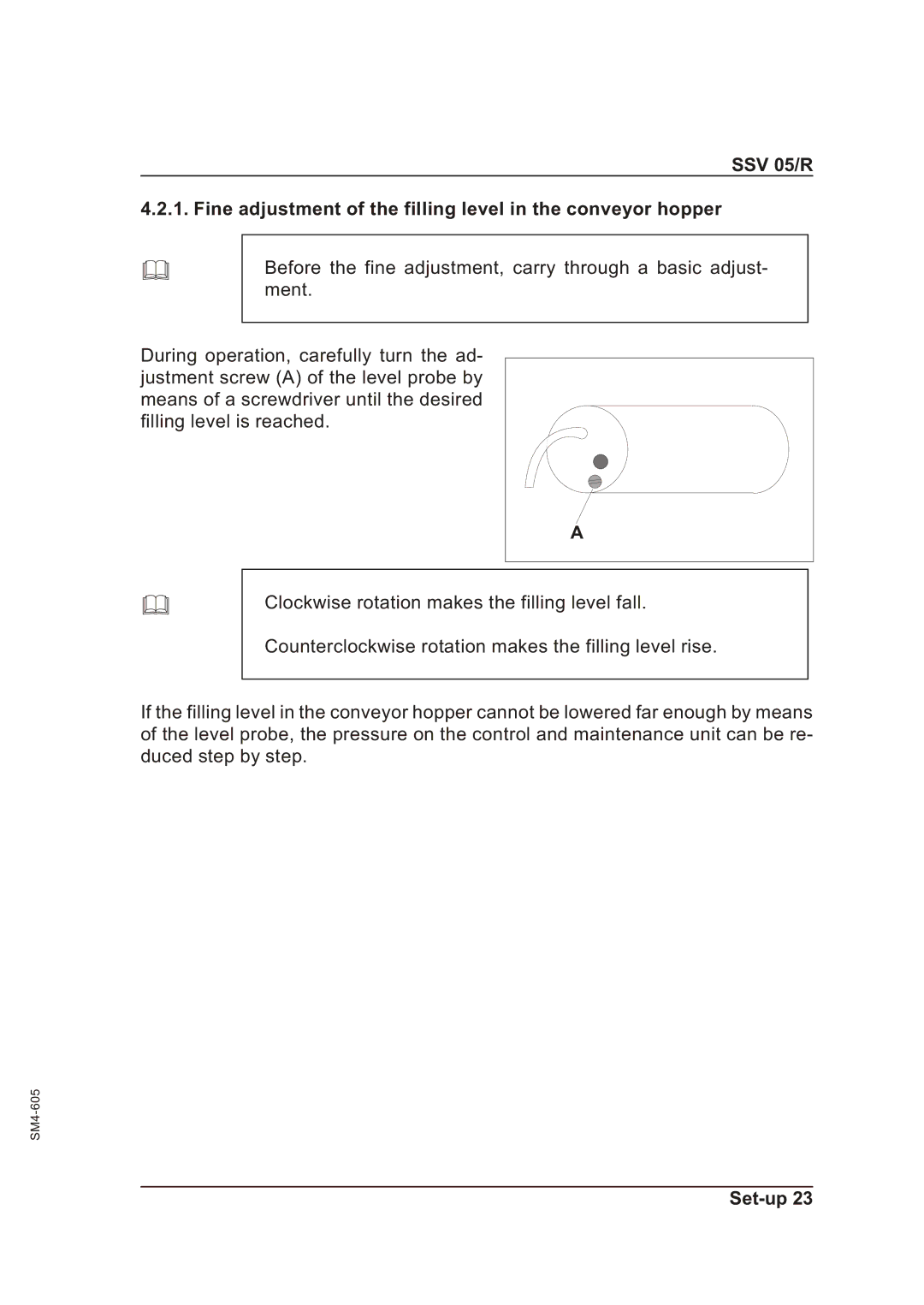 Sterling SSV 05/R operating instructions Set-up 