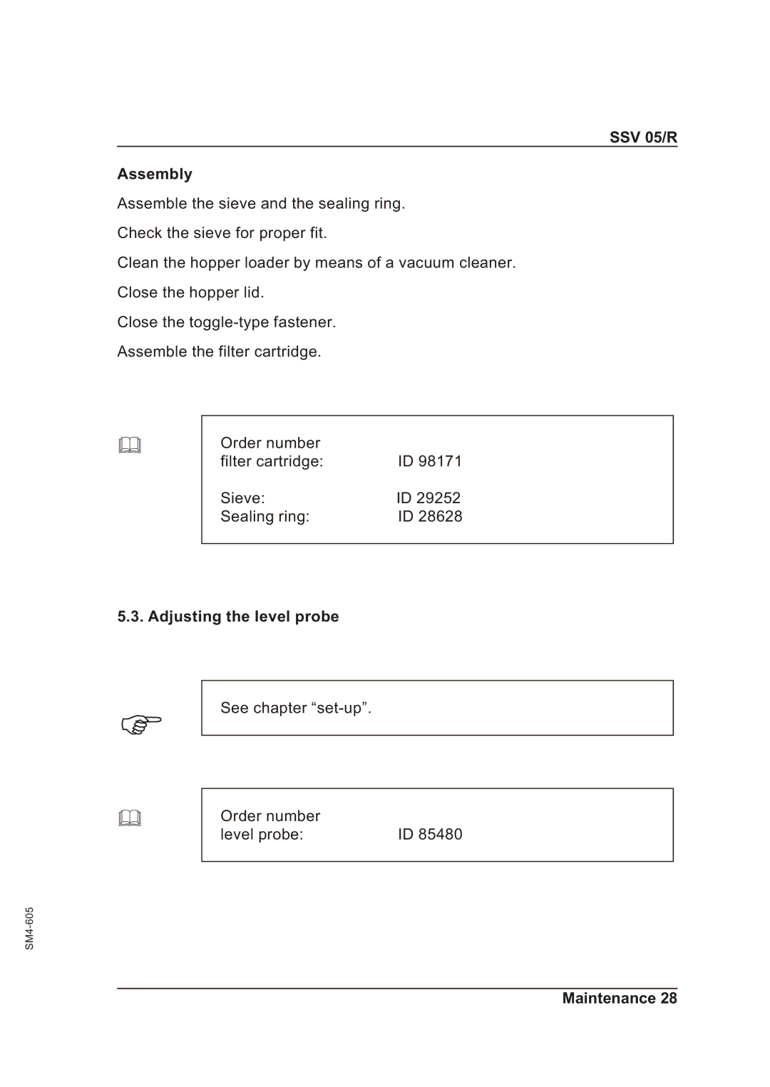 Sterling operating instructions SSV 05/R Assembly, Adjusting the level probe 