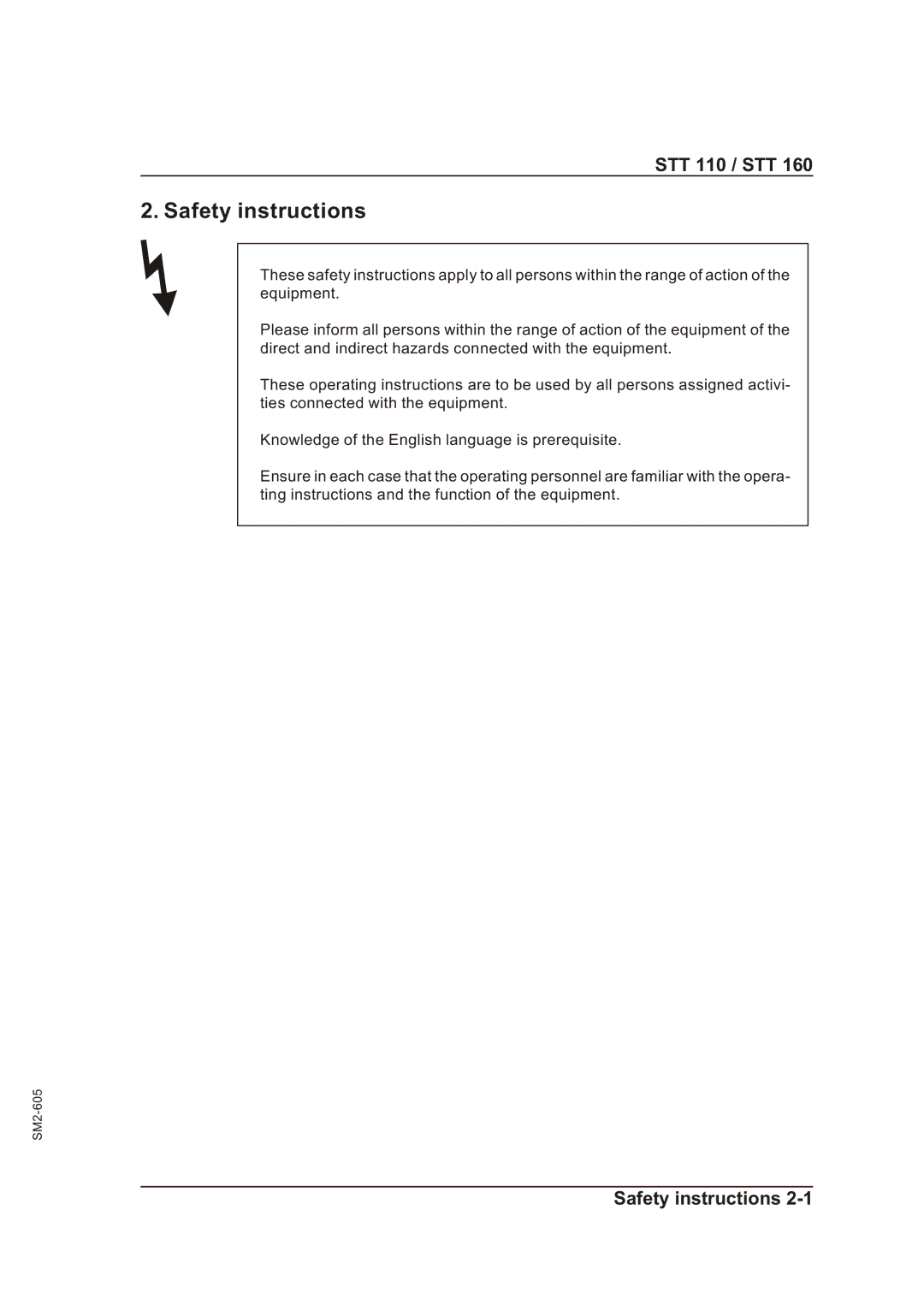 Sterling STT 110, STT 160 manual Safety instructions 