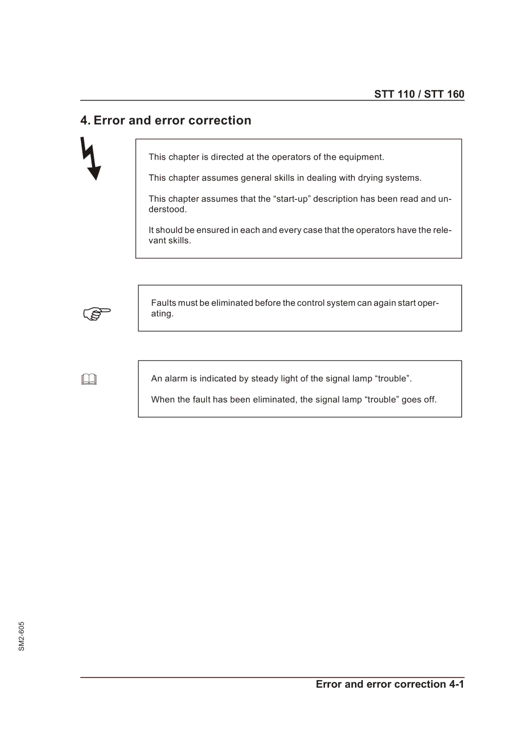 Sterling STT 110, STT 160 manual Error and error correction 