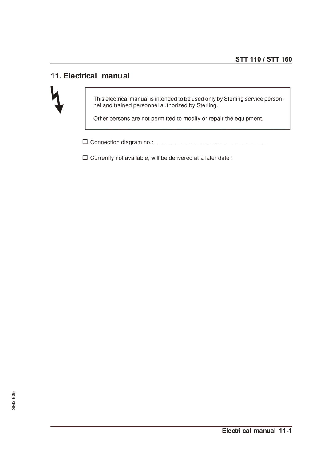 Sterling STT 160, STT 110 Electrical manual 