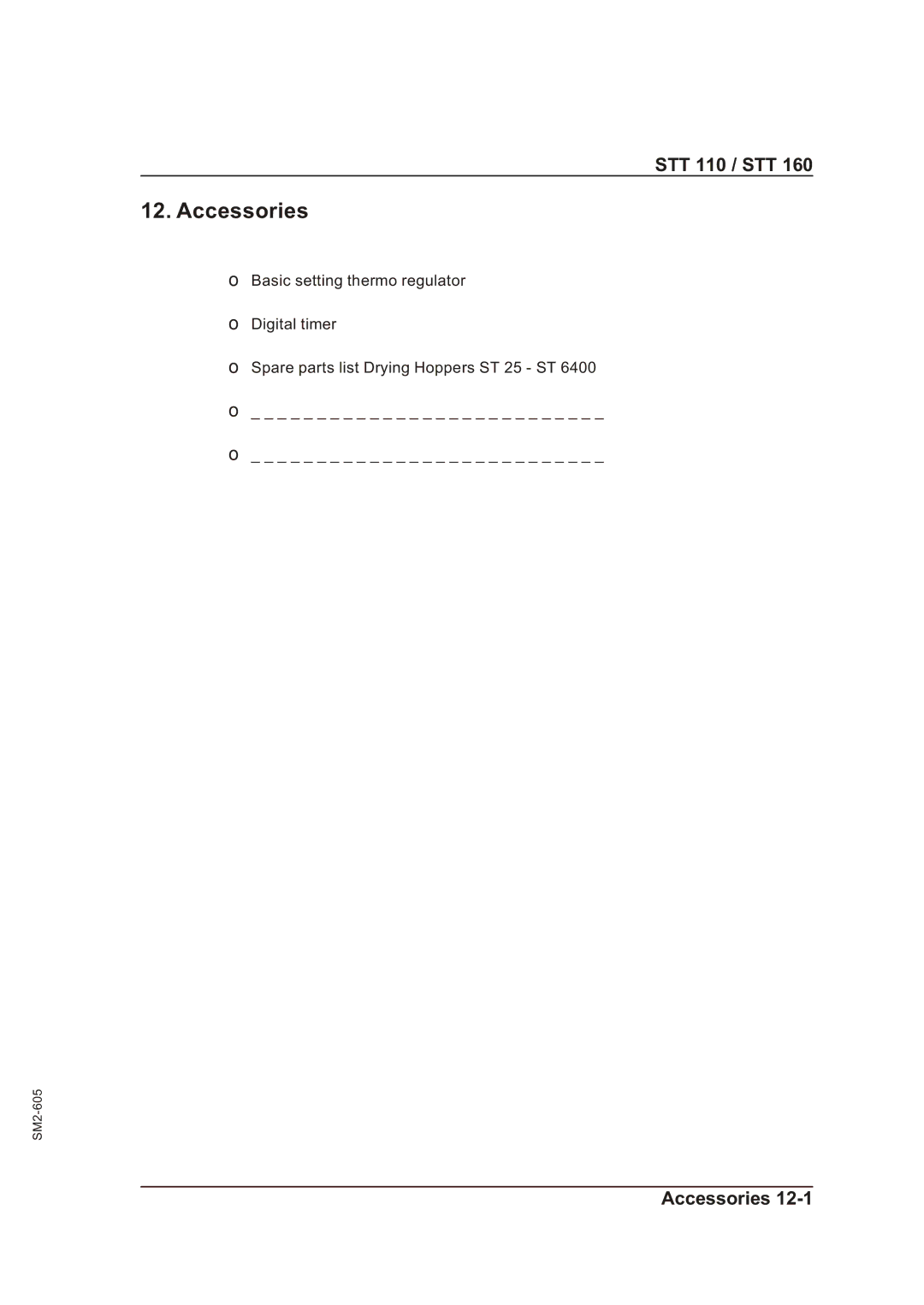 Sterling STT 110, STT 160 manual Accessories 