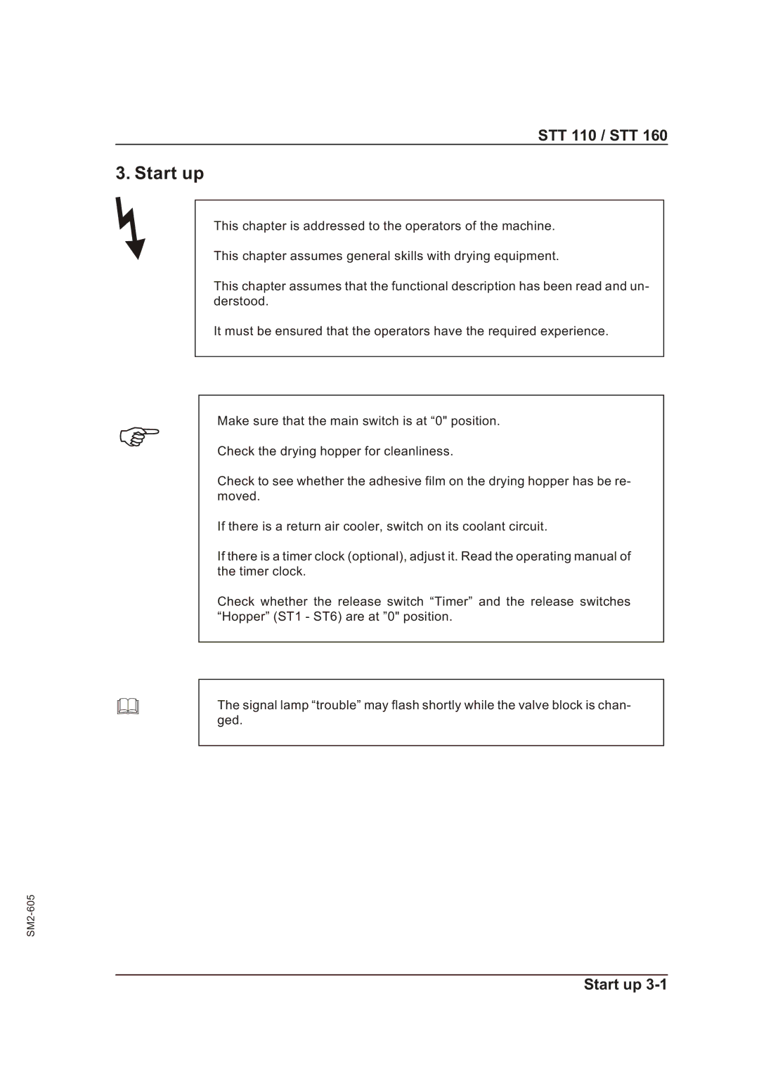 Sterling STT 110, STT 160 manual Start up 