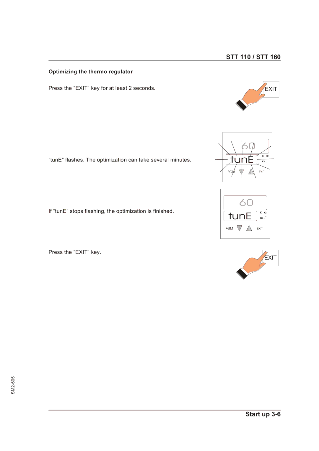 Sterling STT 160, STT 110 manual Exit, Optimizing the thermo regulator 