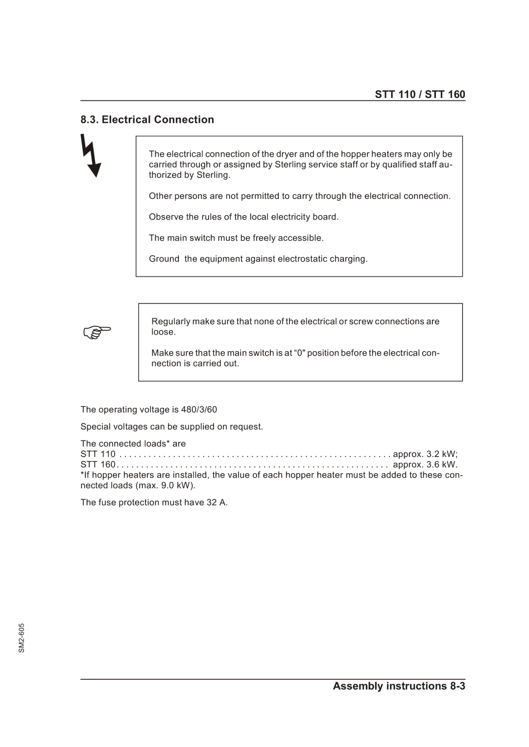 Sterling STT 160 manual STT 110 / STT Electrical Connection 