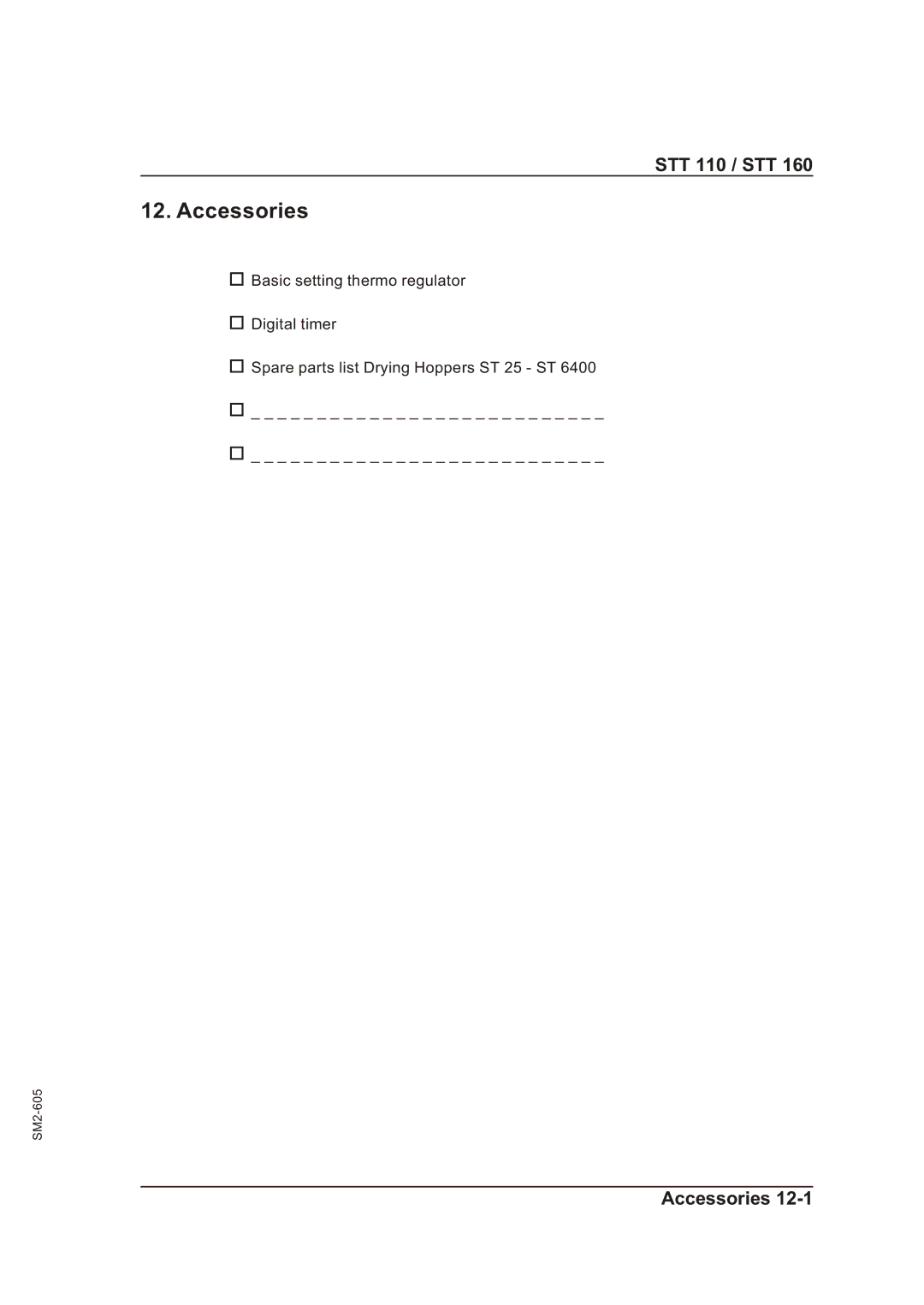 Sterling STT 160, STT 110 manual Accessories 