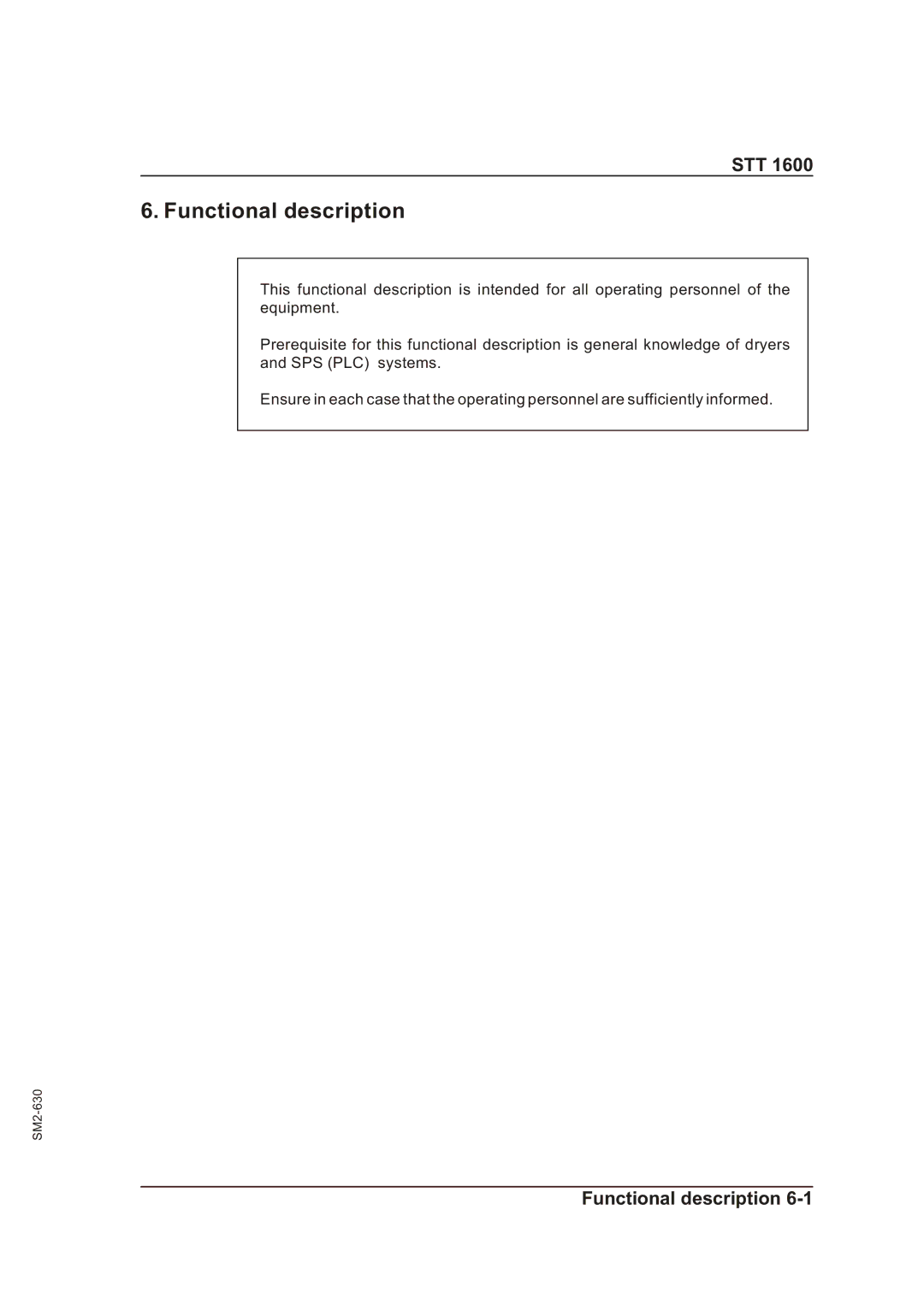 Sterling STT 1600 operating instructions Functional description 