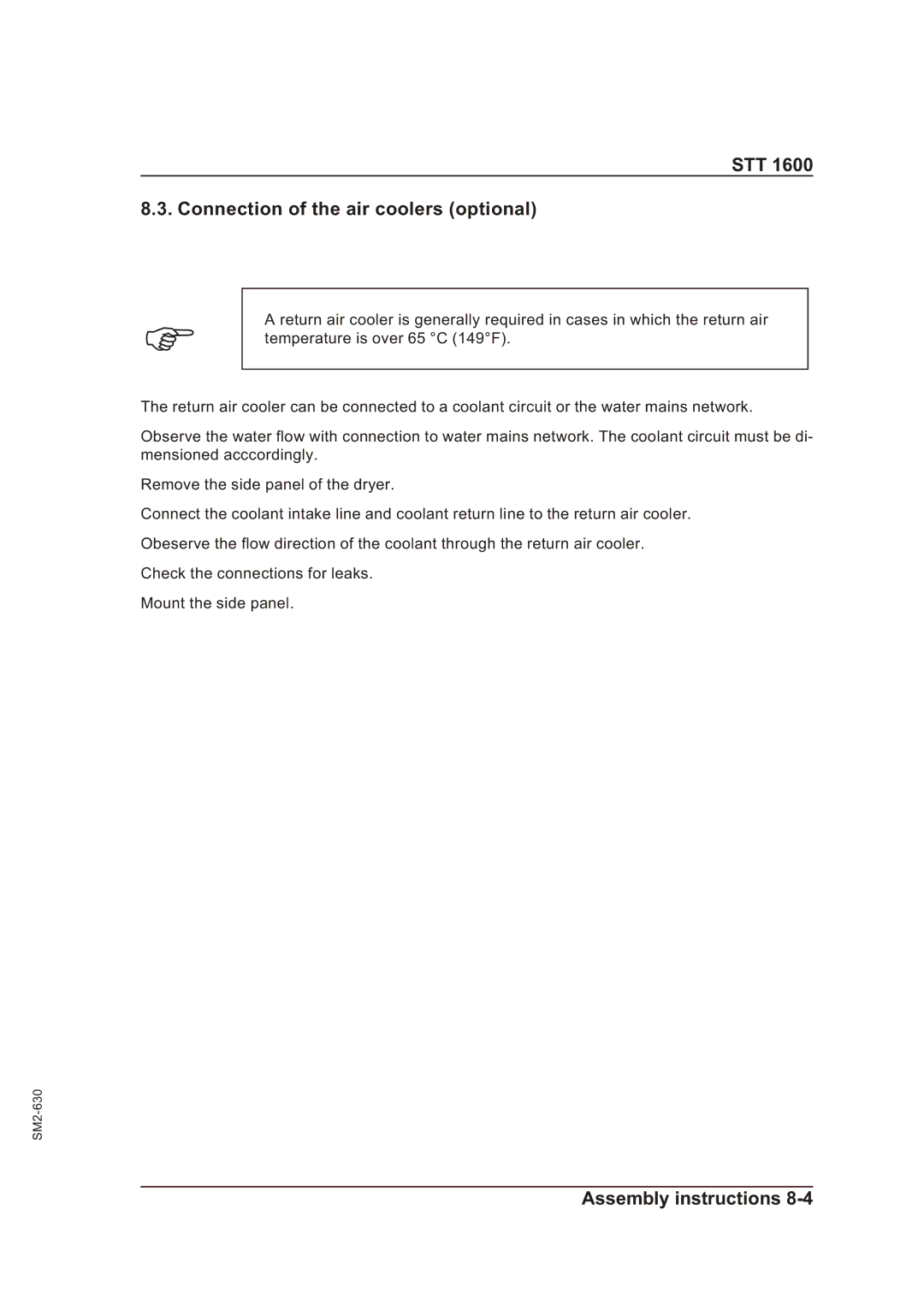 Sterling STT 1600 operating instructions STT Connection of the air coolers optional 