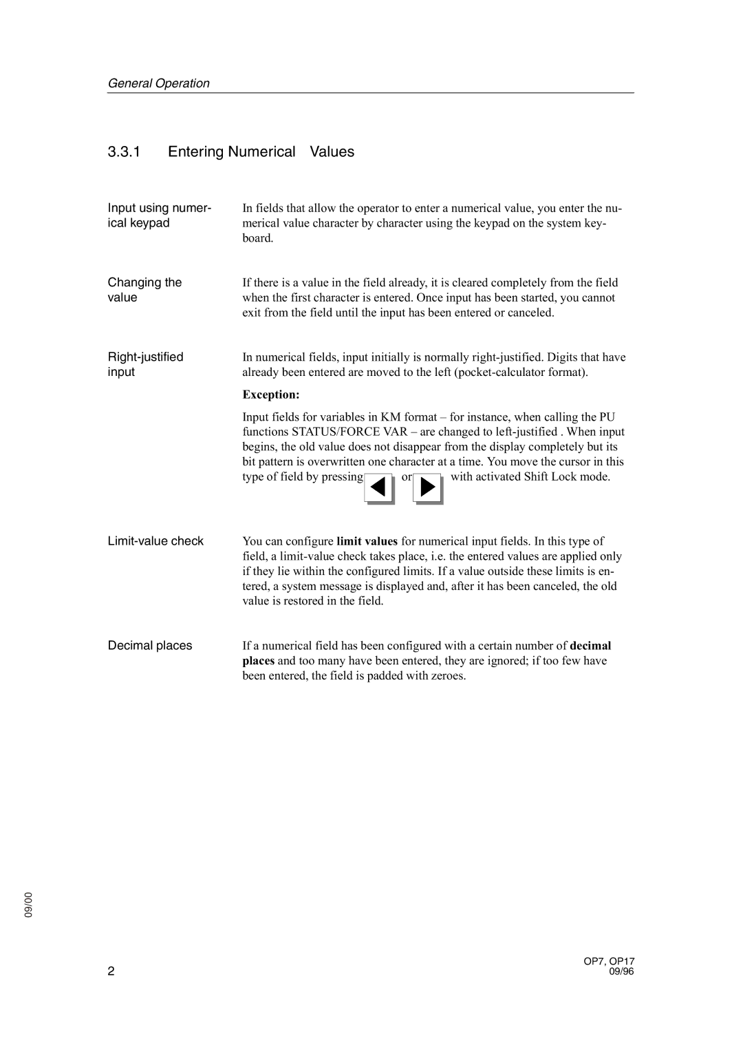 Sterling STT 1600 operating instructions Entering Numerical Values 