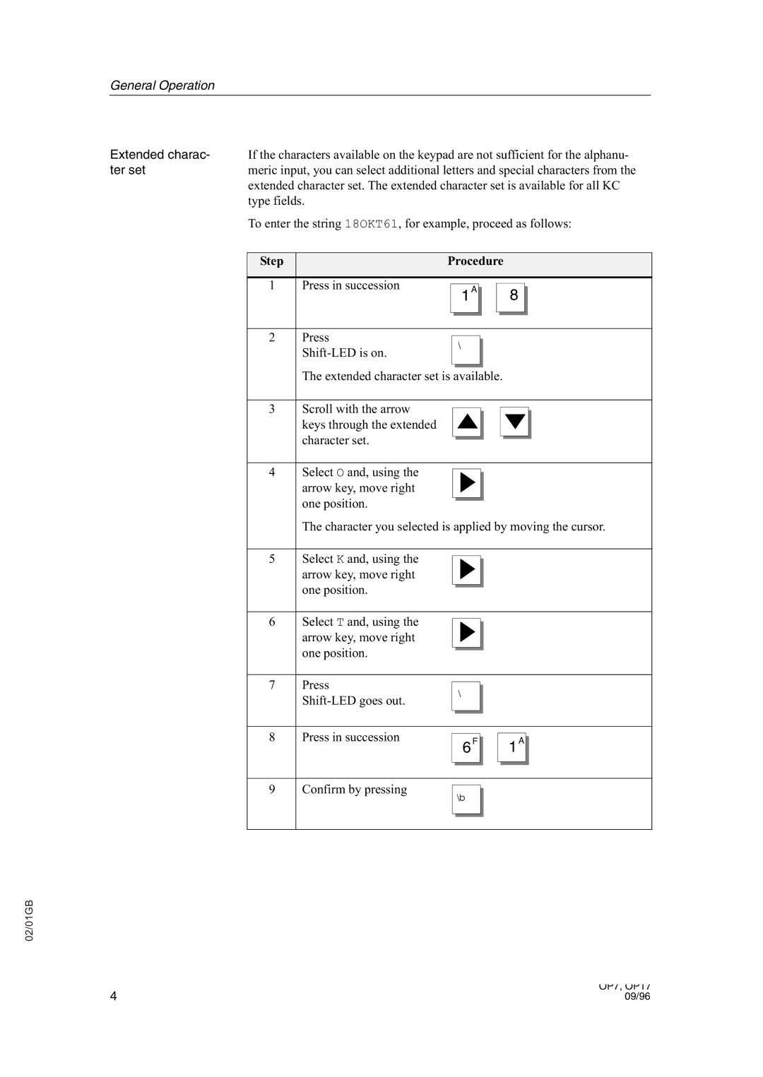 Sterling STT 1600 operating instructions Step Procedure 