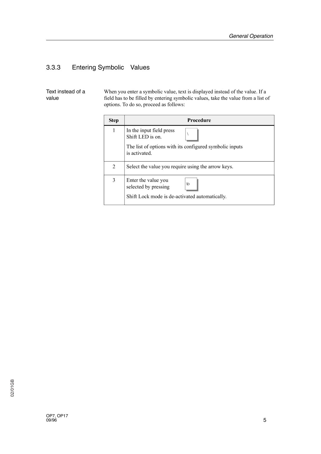 Sterling STT 1600 operating instructions Entering Symbolic Values 