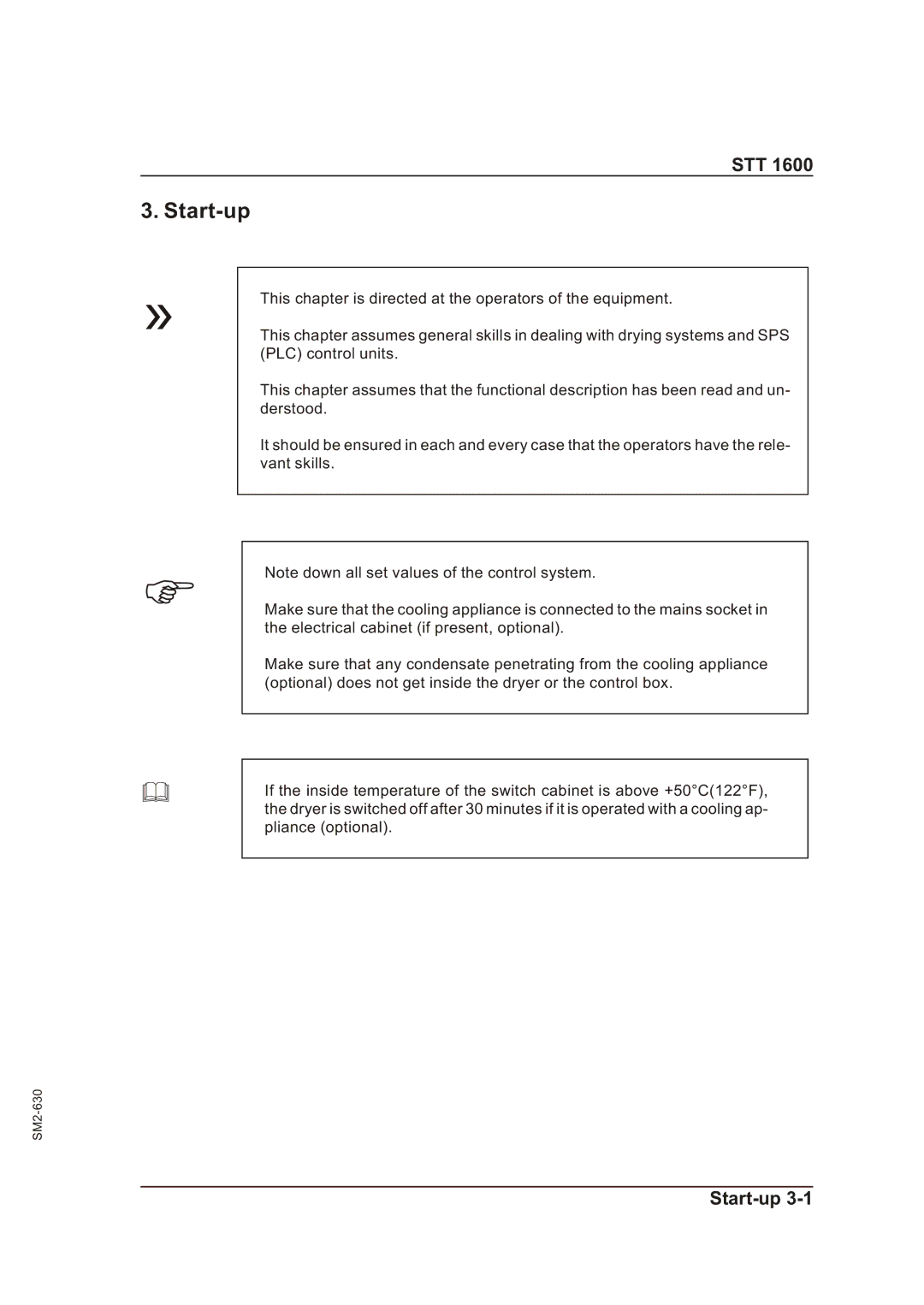 Sterling STT 1600 operating instructions Start-up 