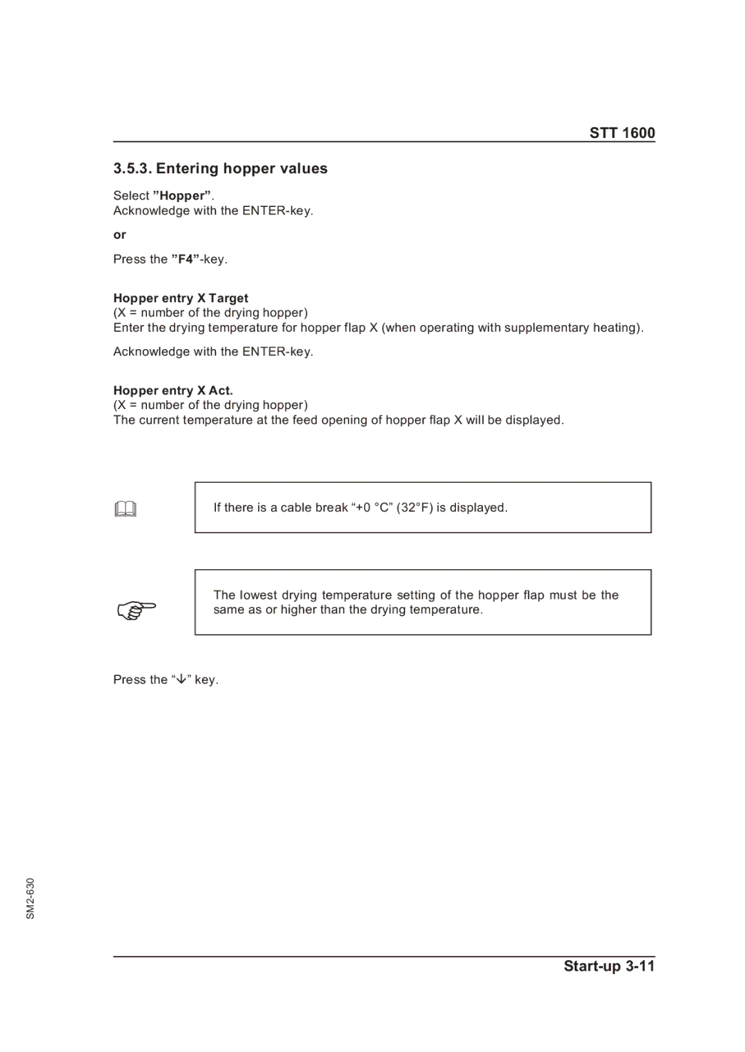 Sterling STT 1600 operating instructions STT Entering hopper values, Hopper entry X Target, Hopper entry X Act 