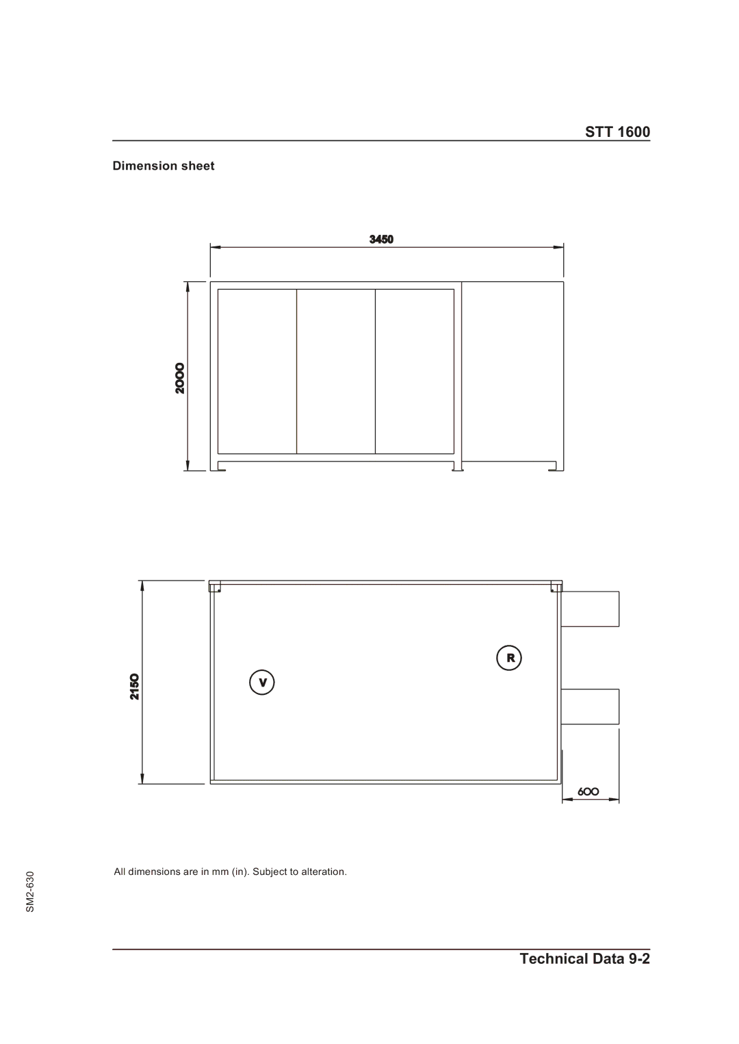 Sterling STT 1600 operating instructions Dimension sheet 