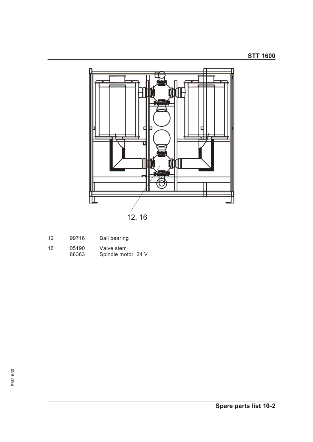 Sterling STT 1600 operating instructions Ball bearing 05190 Valve stem 86363 Spindle motor 24 