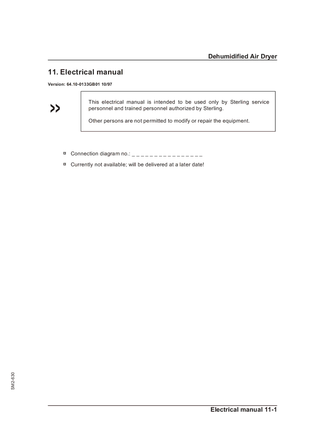 Sterling STT 1600 operating instructions Electrical manual 