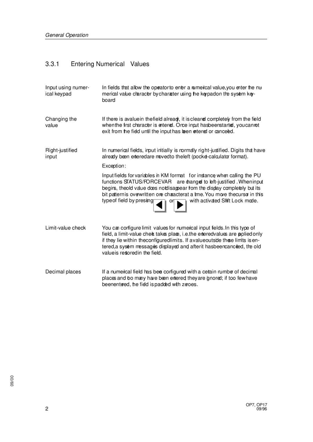 Sterling STT 1600 operating instructions Entering Numerical Values 