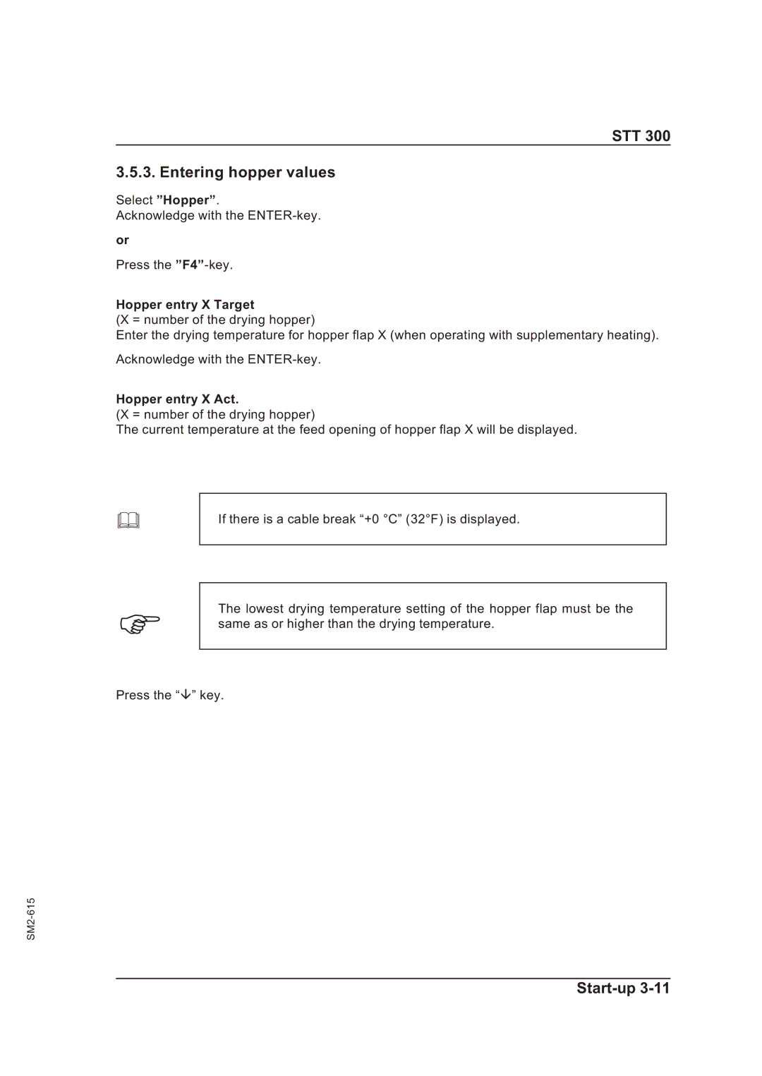 Sterling STT 300 operating instructions STT Entering hopper values, Hopper entry X Target, Hopper entry X Act 