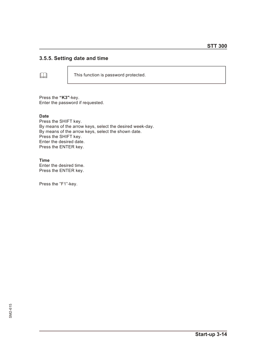 Sterling STT 300 operating instructions STT Setting date and time, Date, Time 