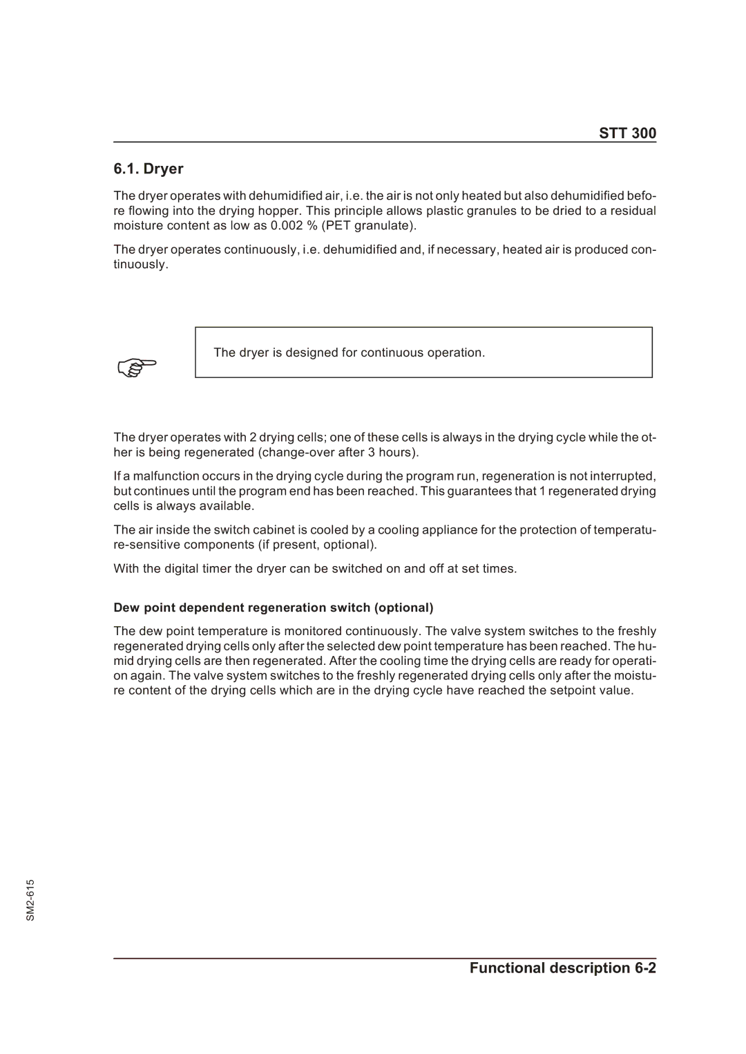 Sterling STT 300 operating instructions STT Dryer, Dew point dependent regeneration switch optional 