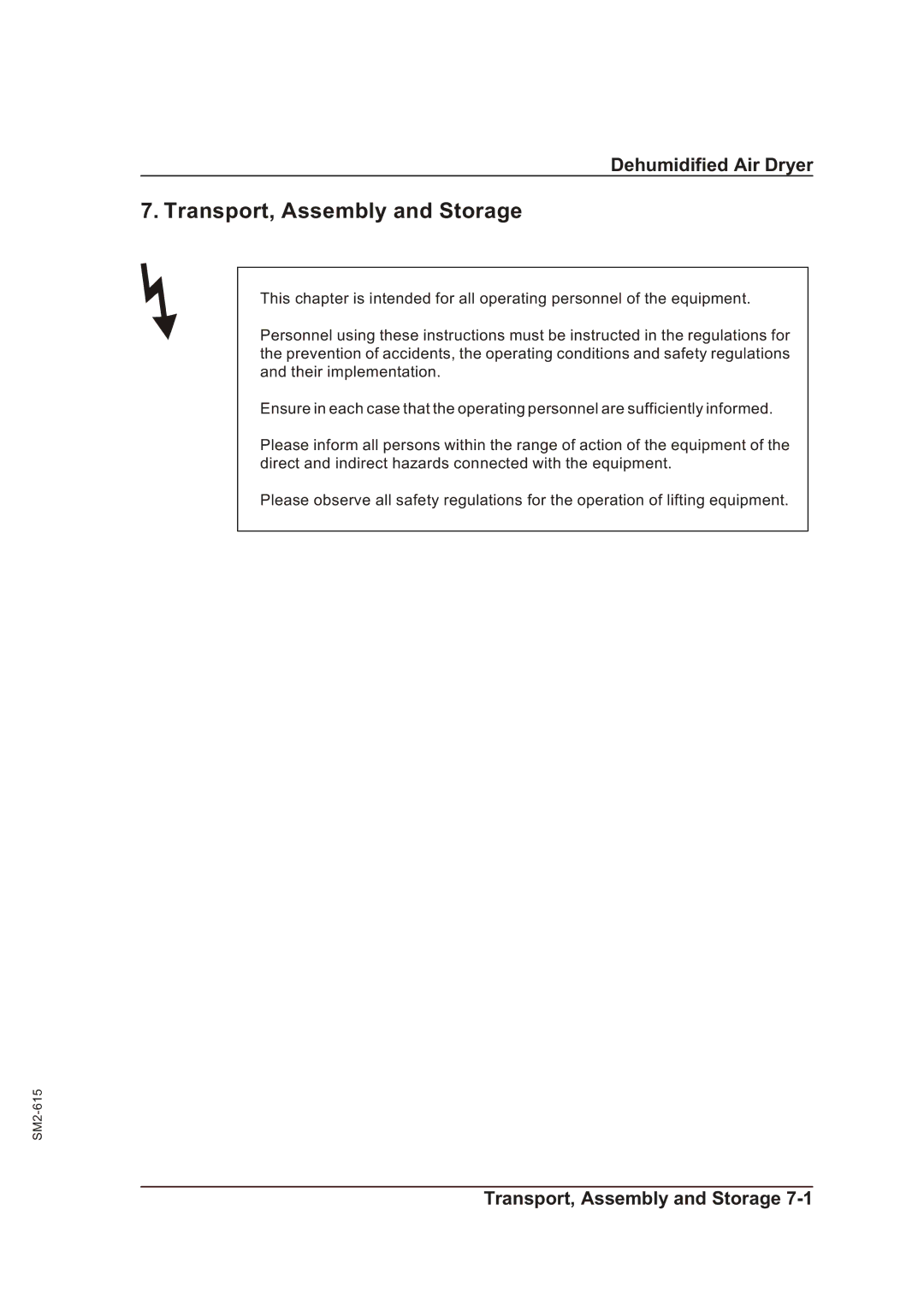 Sterling STT 300 operating instructions Transport, Assembly and Storage 