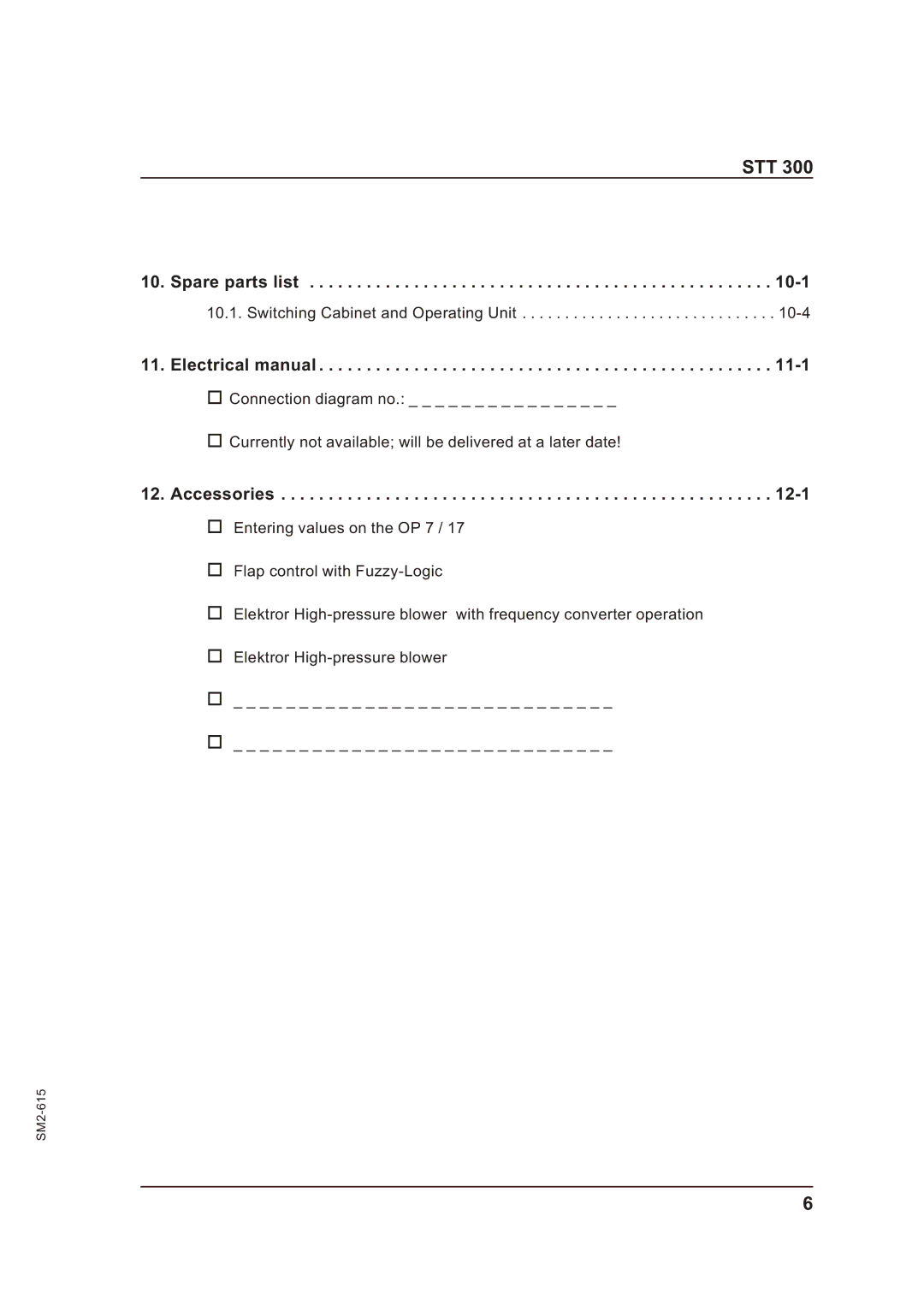 Sterling STT 300 operating instructions Spare parts list 