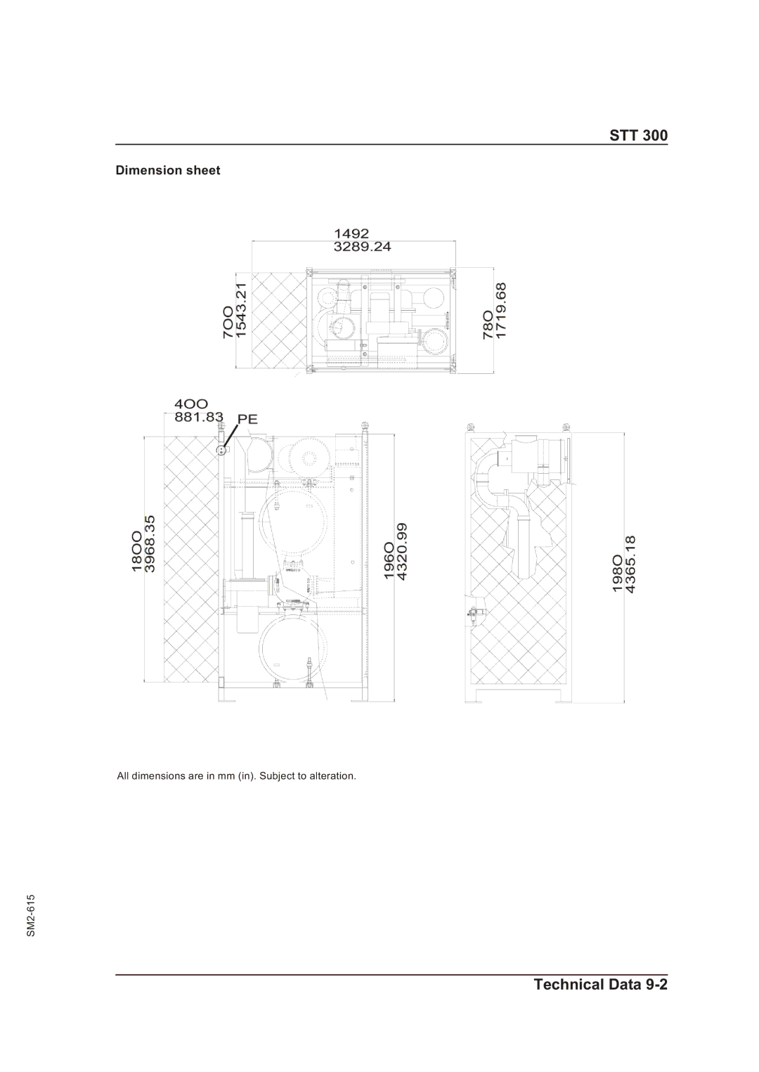 Sterling STT 300 operating instructions Dimension sheet 