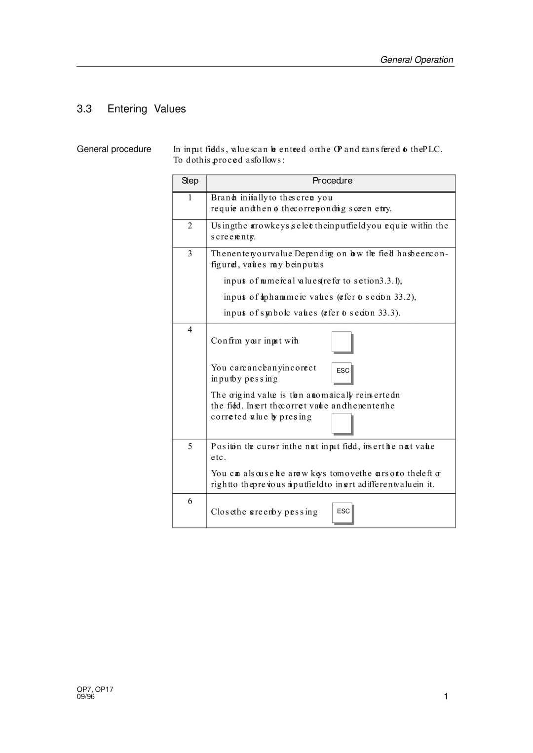 Sterling STT 300 operating instructions Entering Values 