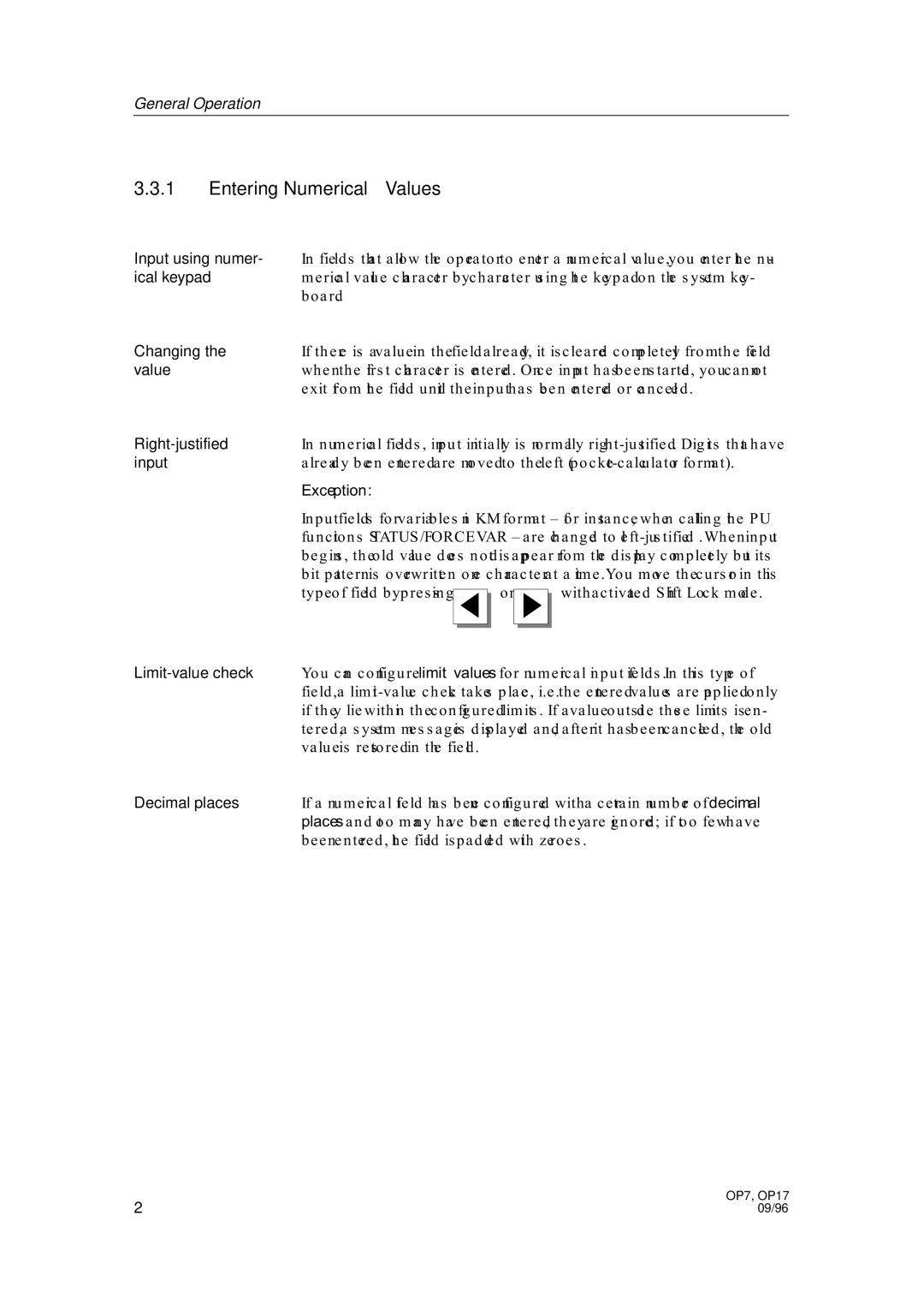 Sterling STT 300 operating instructions Entering Numerical Values 