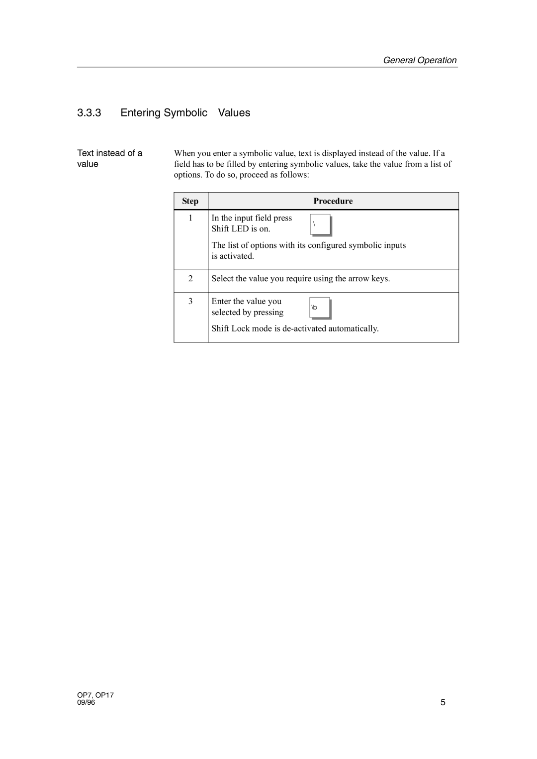 Sterling STT 300 operating instructions Entering Symbolic Values 