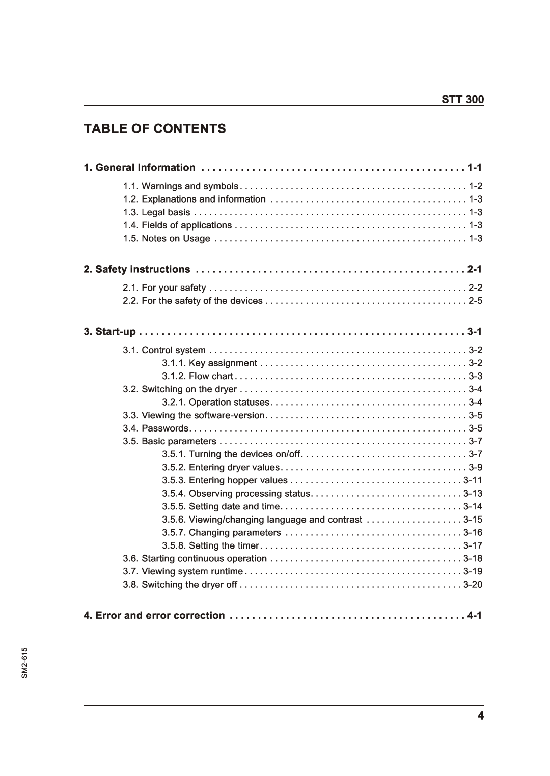 Sterling STT 300 operating instructions Table Of Contents 