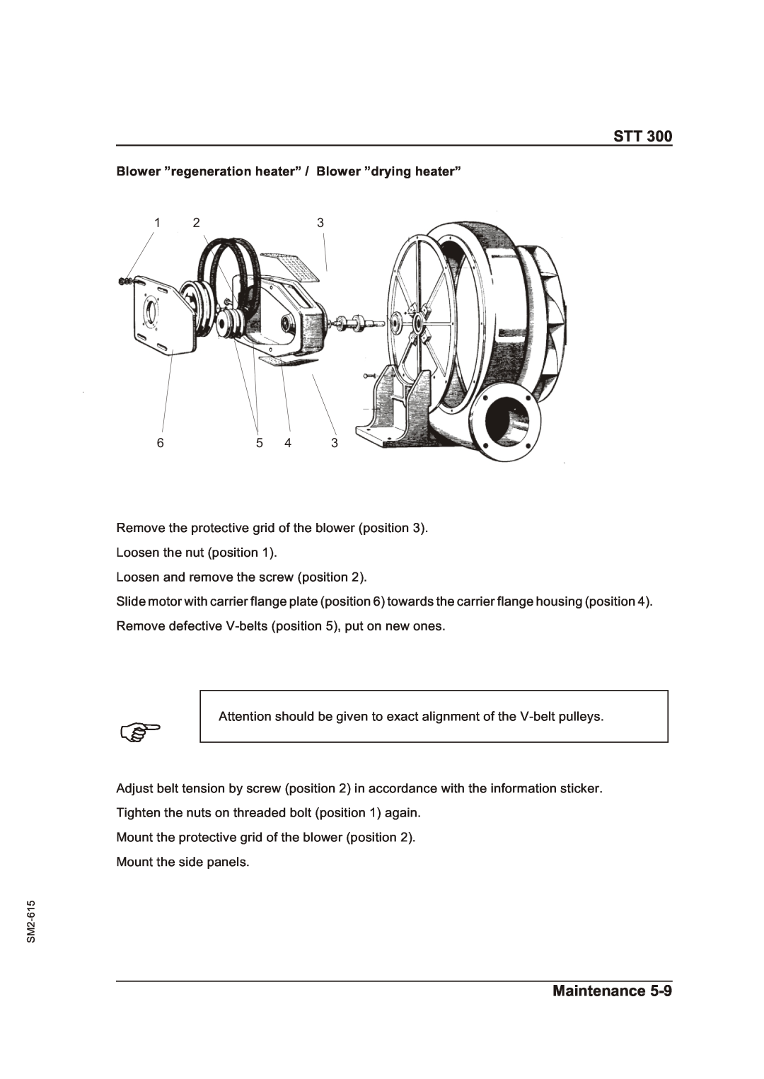 Sterling STT 300 operating instructions Maintenance, Remove the protective grid of the blower position 