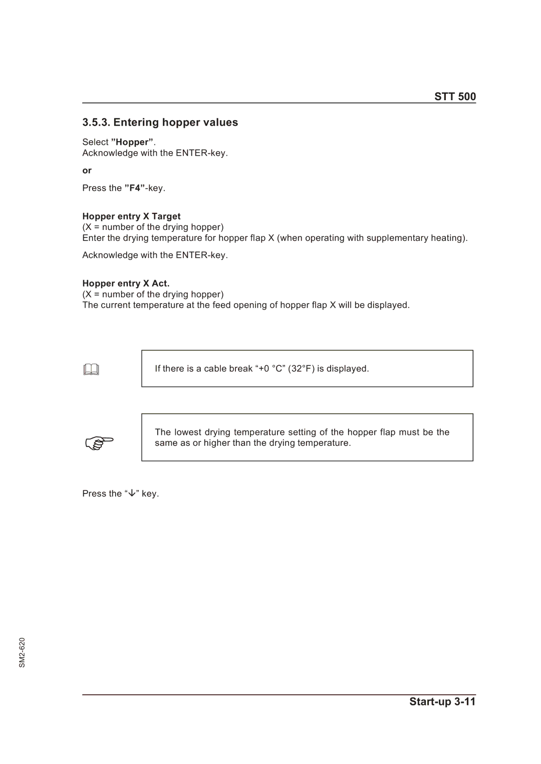 Sterling STT 500 manual STT Entering hopper values, Hopper entry X Target, Hopper entry X Act 