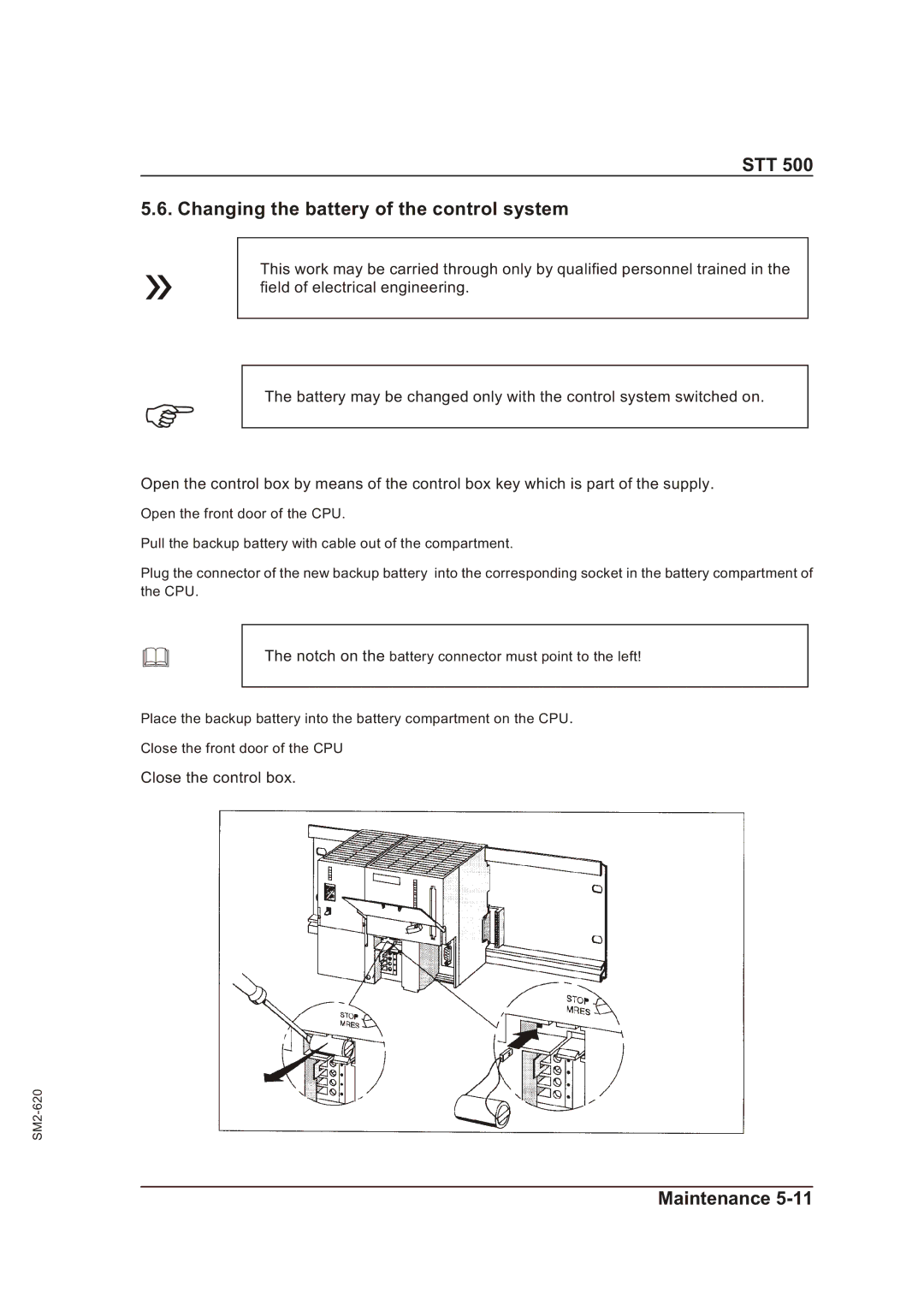 Sterling STT 500 manual STT Changing the battery of the control system 