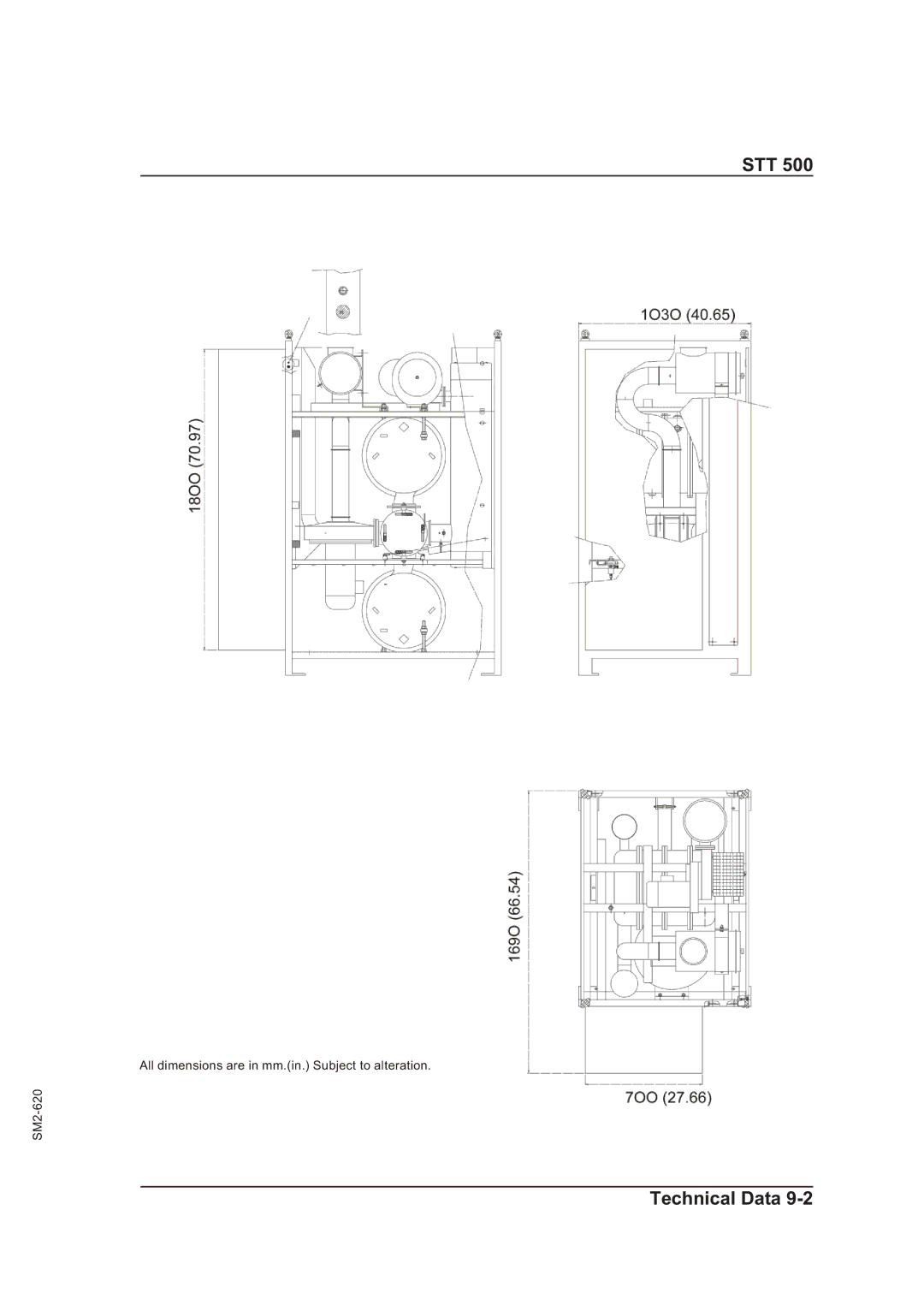 Sterling STT 500 manual SM2-620 All dimensions are in mm.in. Subject to alteration 